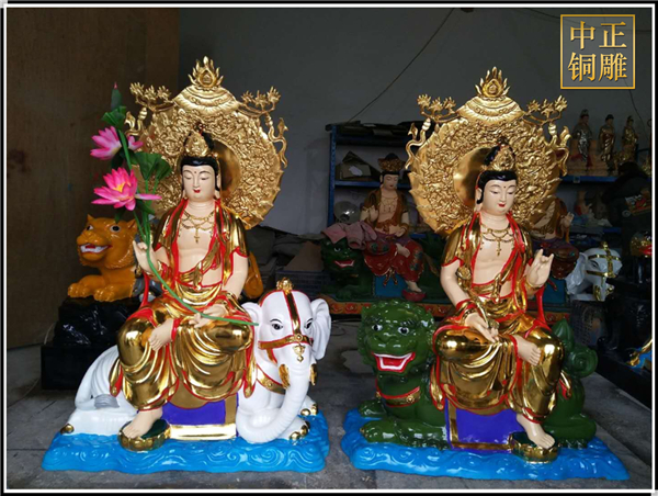 彩繪文殊普賢像