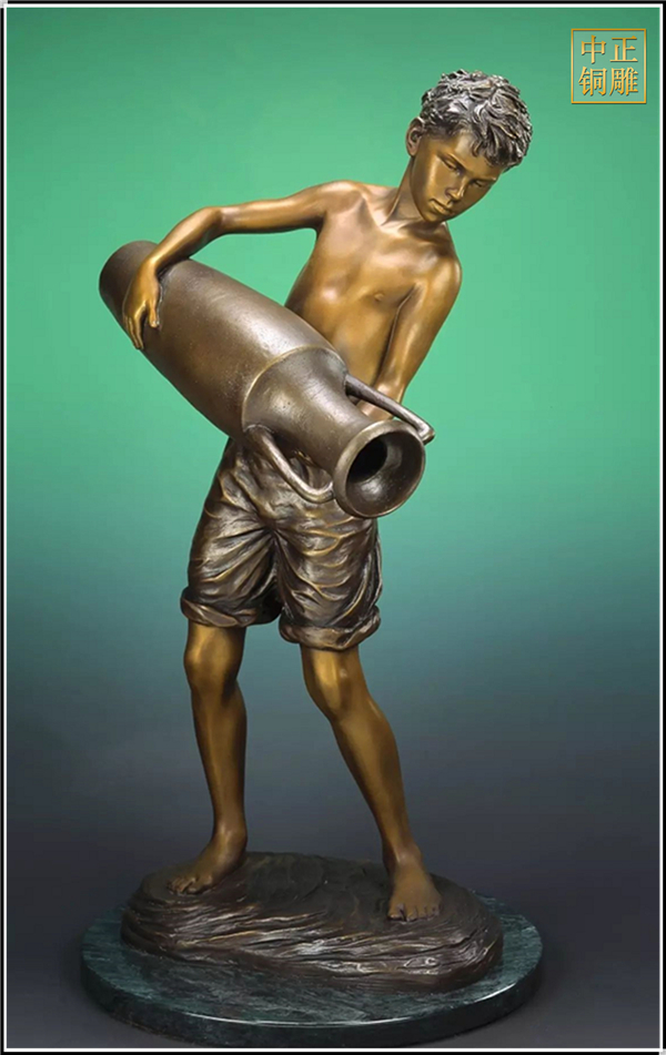 少年抱壺人物銅雕塑鑄造