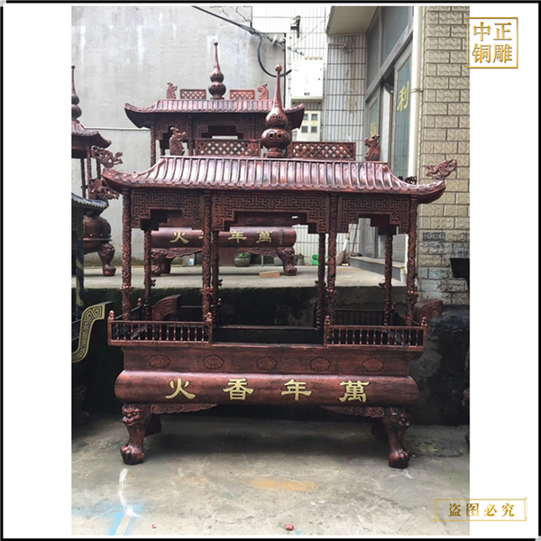 直銷批發有蓋長方銅香爐