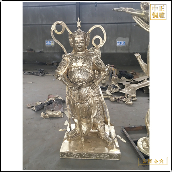 1.8米彩繪韋陀銅佛像