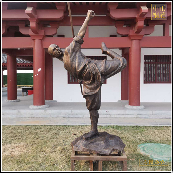 少林寺練功夫銅雕塑鑄造