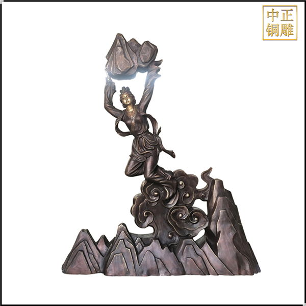 大型女媧補天園林銅雕塑發貨