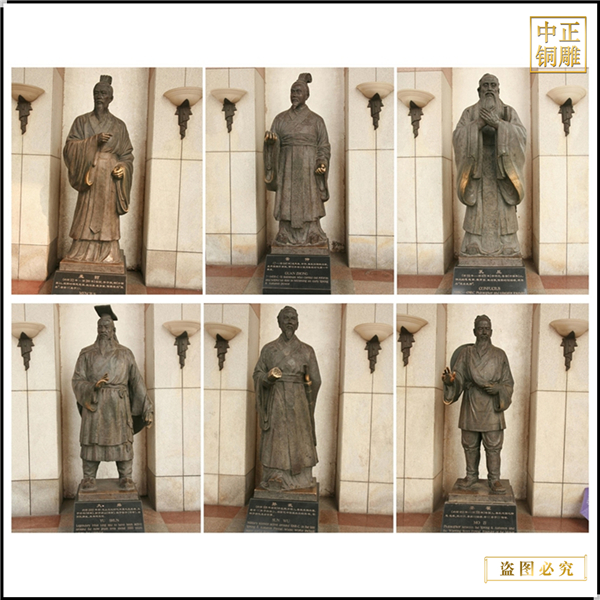 各種古代名人銅雕塑