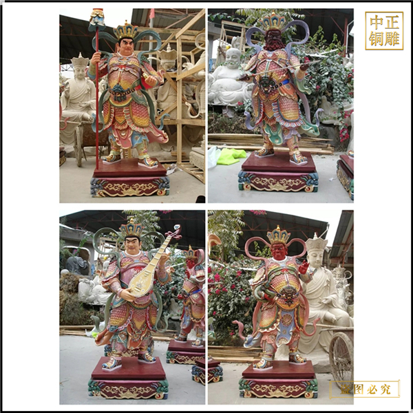 大型純銅四大天王銅佛像制作