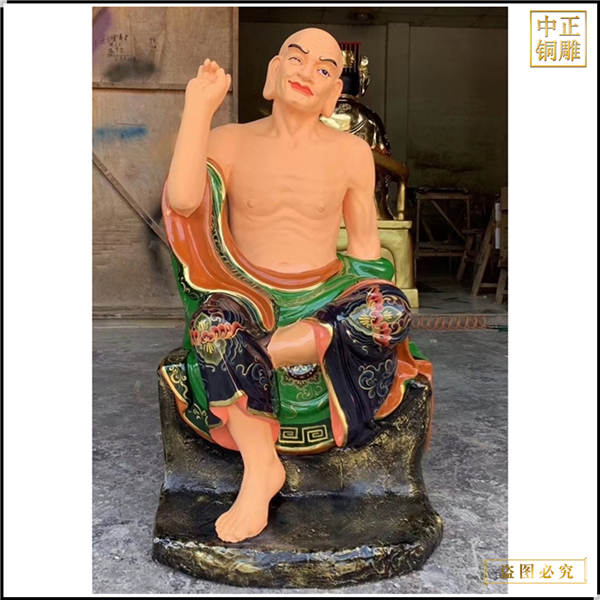 純銅彩繪十八羅漢佛像