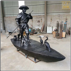 捕魚(yú)雕塑制作圖片