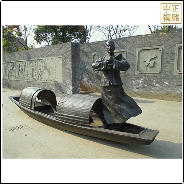劃船人物景觀雕塑