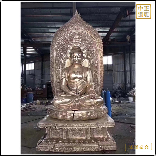 坐像帶背光銅雕釋迦牟尼佛批發