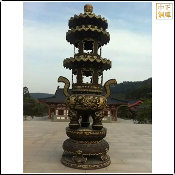 圓形雙層銅香爐